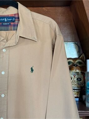 Ralph Lauren - Vintage Classic Fit Button Down - Tan / Brown Polo - Men’s xL